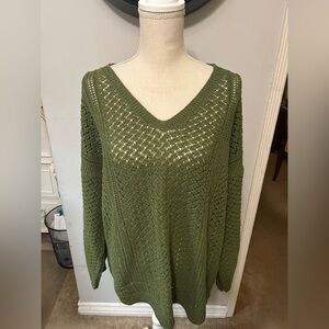 ePretty Olive V-Neck Women's Sweater